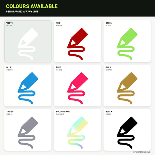 Vinyl colour options for Pen Drawing a Wavy Line vinyl sticker