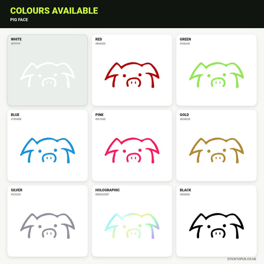 Vinyl colour options for pig face vinyl sticker