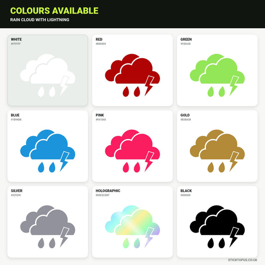 Vinyl colour options for rain cloud with lightning vinyl sticker