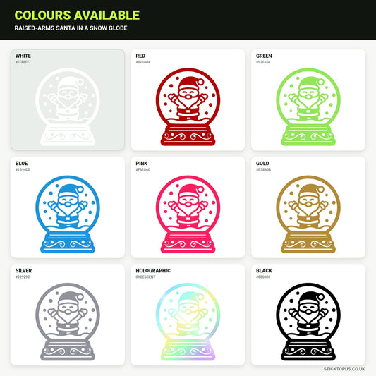 Vinyl colour options for a raised-arms Santa in a snow globe vinyl sticker