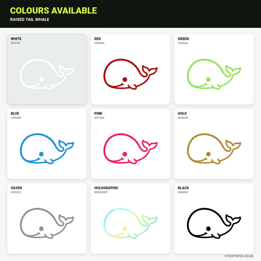 Vinyl colour options for raised tail whale vinyl sticker
