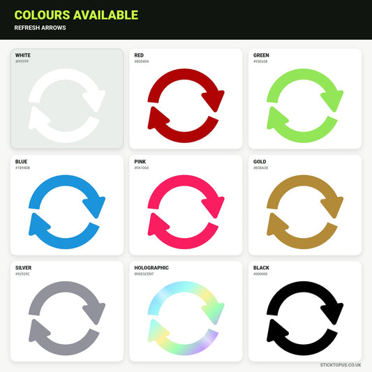 Vinyl colour options for Refresh Arrows vinyl sticker