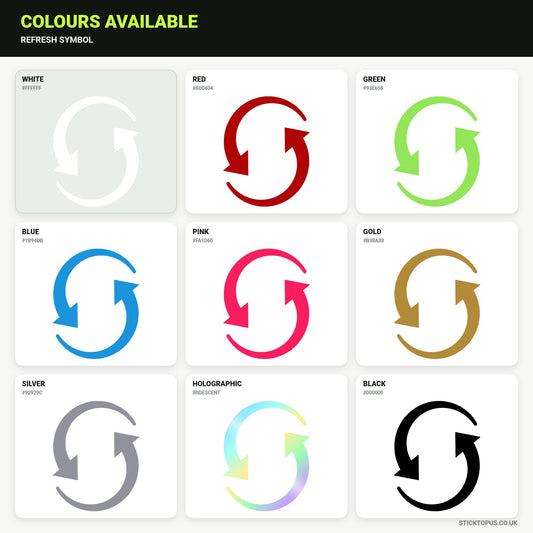 Vinyl colour options for Refresh Symbol vinyl sticker