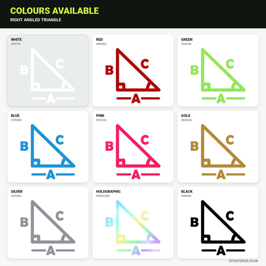 Vinyl colour options for Right Angled Triangle vinyl sticker