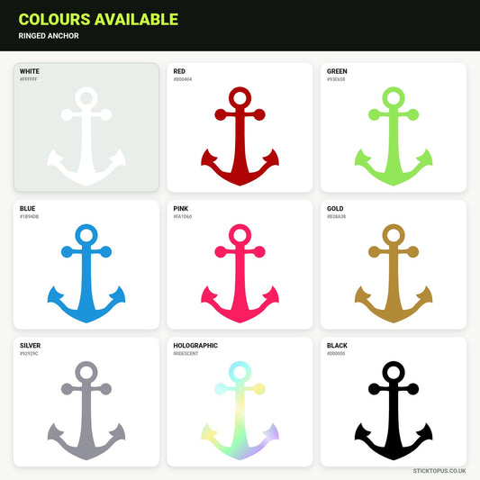 Vinyl colour options for Ringed Anchor vinyl sticker