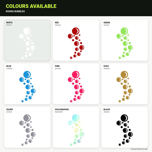 Vinyl colour options for Rising Bubbles vinyl sticker