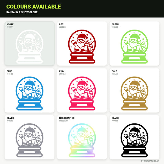Vinyl colour options for Santa in a Snow Globe vinyl sticker