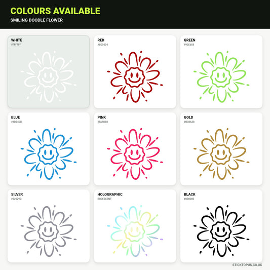 Vinyl colour options for Smiling Doodle Flower vinyl sticker