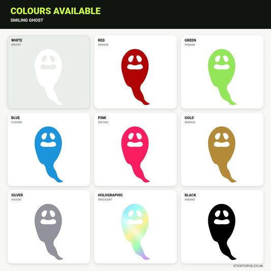 Vinyl colour options for Smiling Ghost vinyl sticker