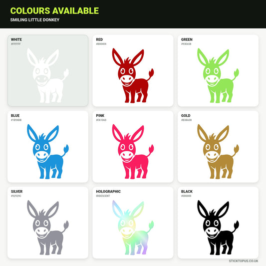Vinyl colour options for Smiling Little Donkey vinyl sticker