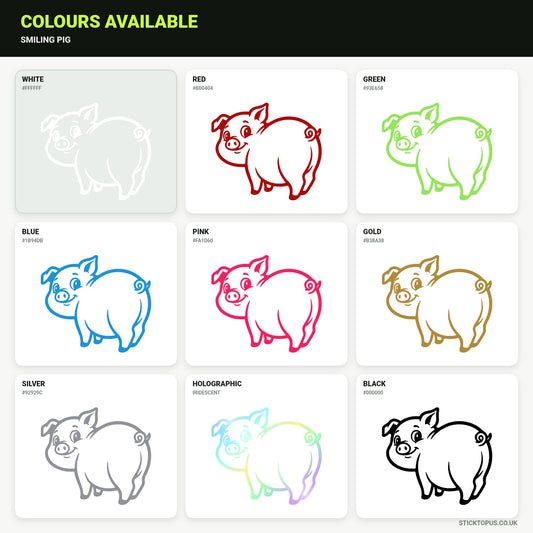 Vinyl colour options for Smiling pig vinyl sticker