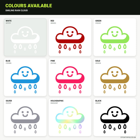 Vinyl colour options for Smiling Rain Cloud vinyl sticker