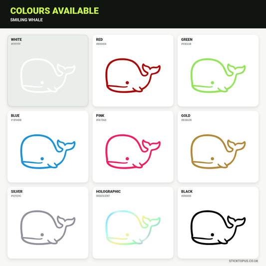 Vinyl colour options for Smiling Whale vinyl sticker