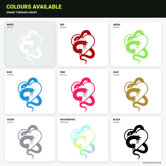 Vinyl colour options for Snake Through Heart vinyl sticker