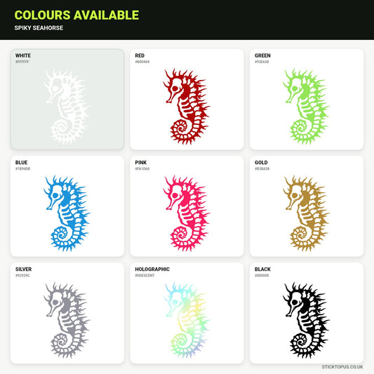 Vinyl colour options for Spiky Seahorse vinyl sticker