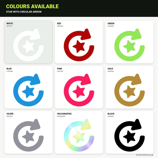 Vinyl colour options for star with circular arrow vinyl sticker