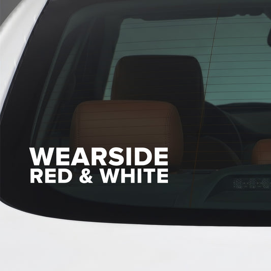 Sunderland – WEARSIDE RED & WHITE Sticker – Car Window Decal – White vinyl car window sticker