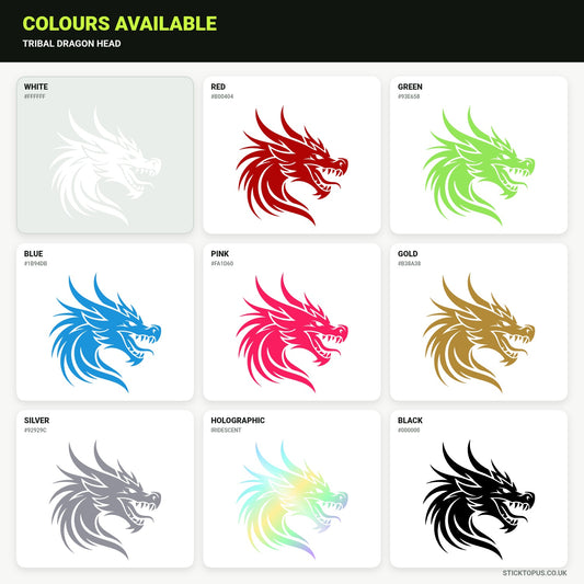 Vinyl colour options for Tribal Dragon Head vinyl sticker