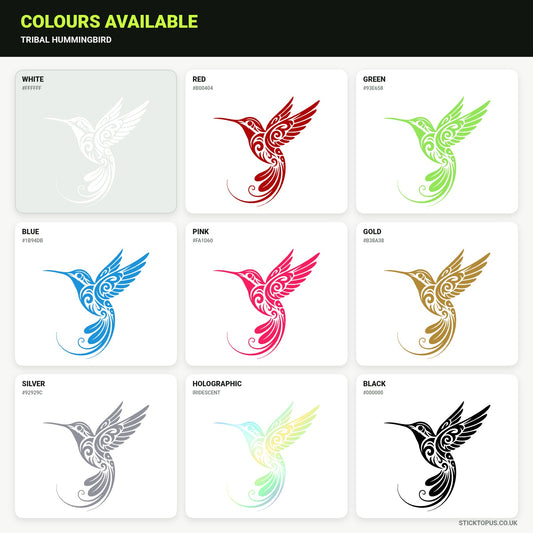 Vinyl colour options for tribal hummingbird vinyl sticker