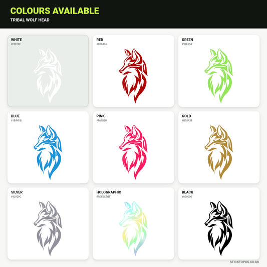 Vinyl colour options for a tribal wolf head vinyl sticker