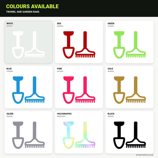 Vinyl colour options for Trowel and Garden Rake vinyl sticker
