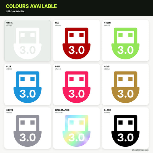 Vinyl colour options for USB 3.0 symbol vinyl sticker
