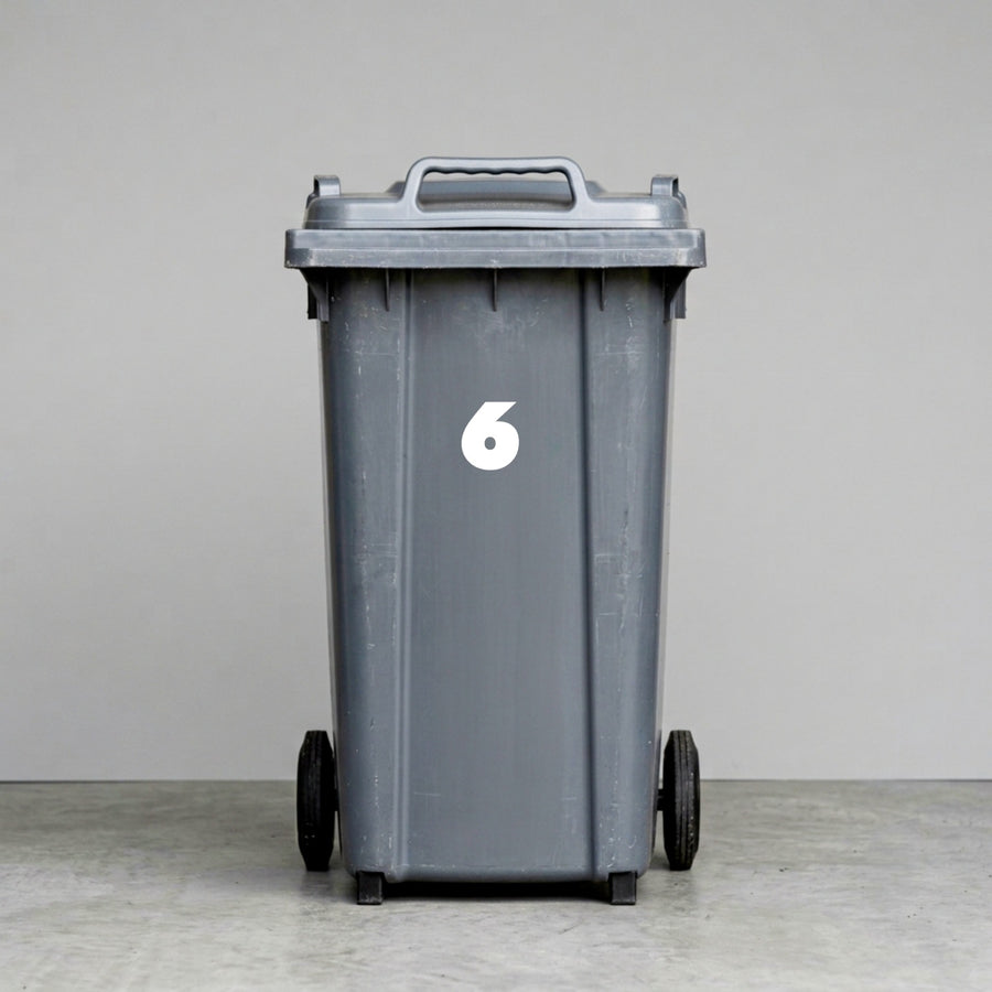 Wheelie Bin Number '6' Sticker – JACK Style – Pack of 4
