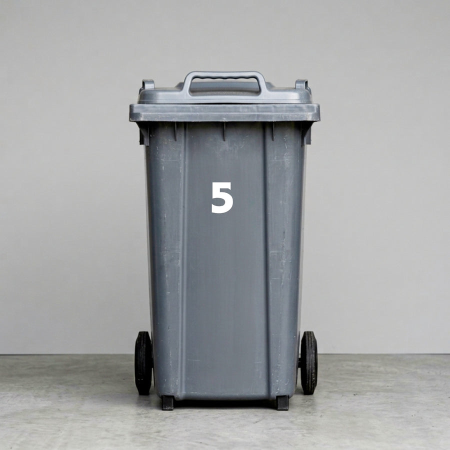 Wheelie Bin Number '5' Sticker – CHUCK Style – Pack of 4