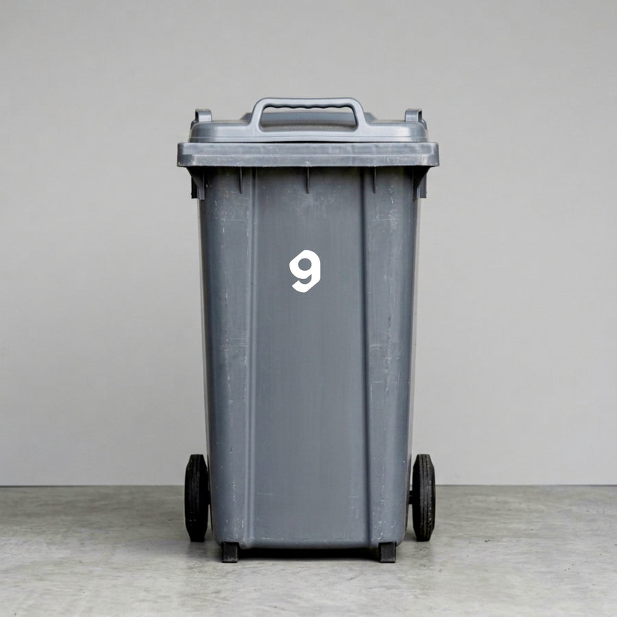 Wheelie Bin Number '9' Sticker – GOTHICA Style – Pack of 4
