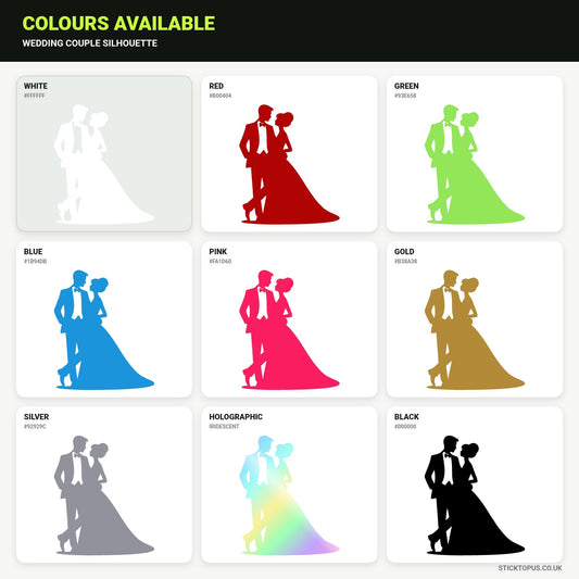 Vinyl colour options for Wedding Couple Silhouette vinyl sticker