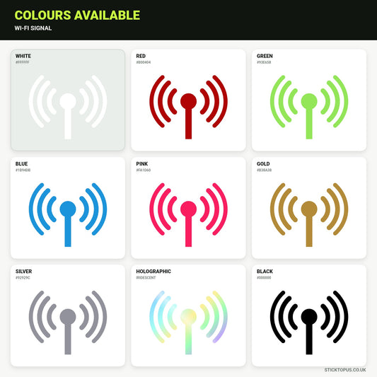 Vinyl colour options for a central circular node, upright stem and symmetrical broadcast arcs vinyl sticker