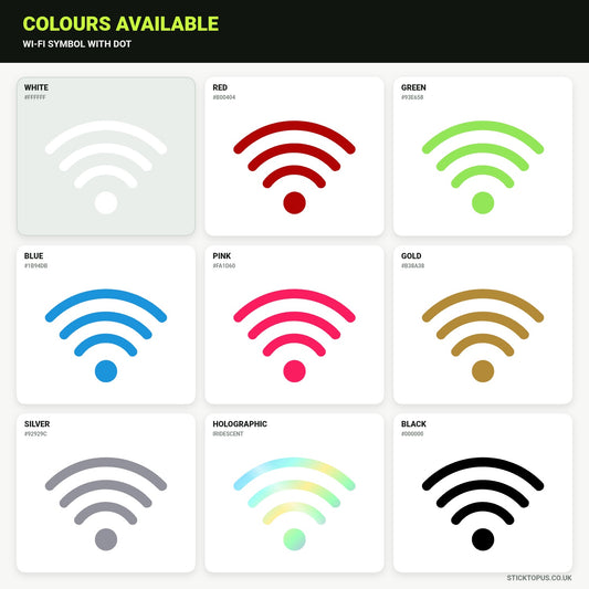 Vinyl colour options for Wi-Fi symbol with dot sticker