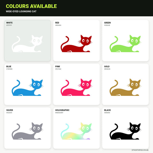 Vinyl colour options for Wide-Eyed Lounging Cat vinyl sticker