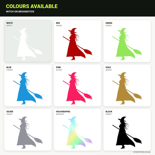 Vinyl colour options for Witch on Broomstick vinyl sticker