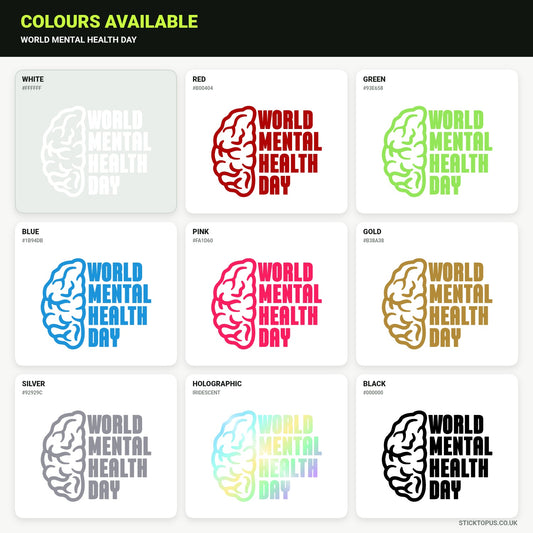 Vinyl colour options for World Mental Health Day vinyl sticker