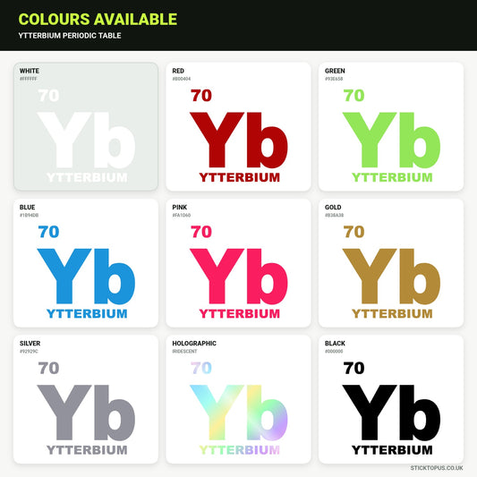 Vinyl colour options for Ytterbium vinyl sticker