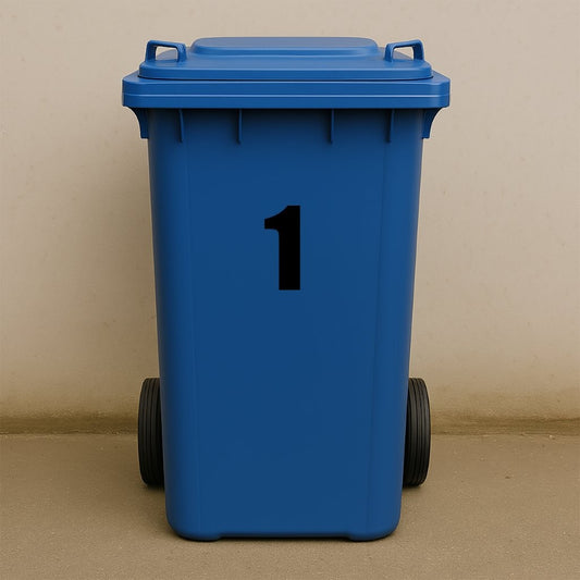 Black Wheelie Bin Stickers - x2 Waterproof Vinyl Numbers