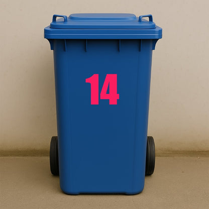 Pink Wheelie Bin Stickers - x2 Waterproof Vinyl Numbers