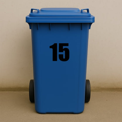 Black Wheelie Bin Stickers - x2 Waterproof Vinyl Numbers