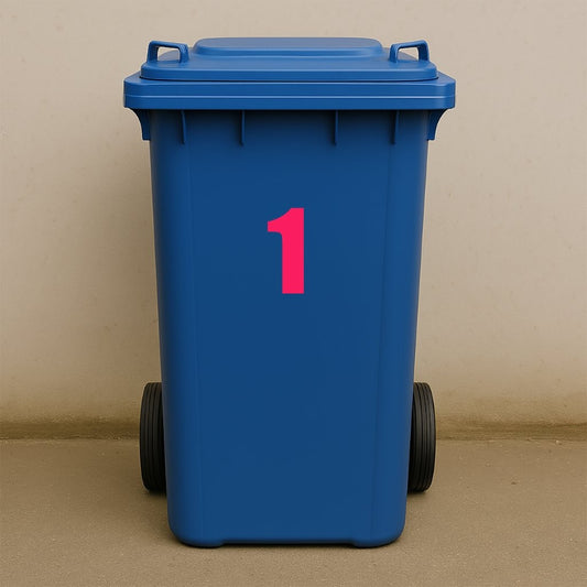 Pink Wheelie Bin Stickers - x2 Waterproof Vinyl Numbers