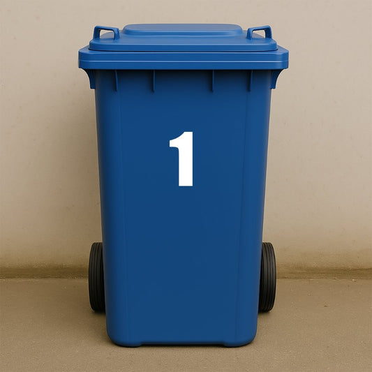 White Wheelie Bin Stickers - x2 Waterproof Vinyl Numbers