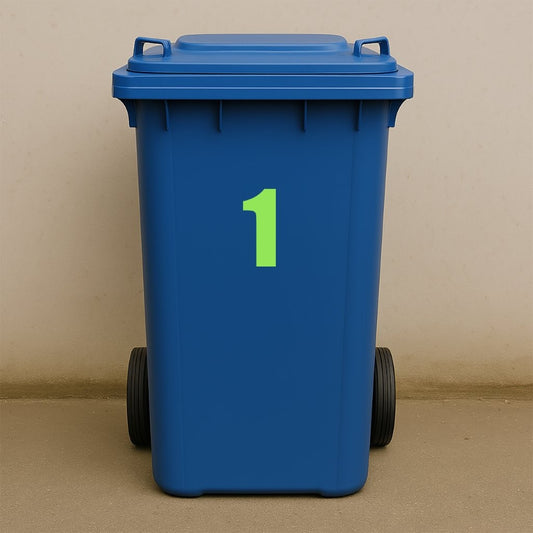 Green Wheelie Bin Stickers - x2 Waterproof Vinyl Numbers