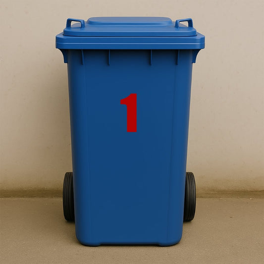 Red Wheelie Bin Stickers - x2 Waterproof Vinyl Numbers