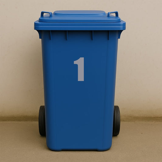 Silver Wheelie Bin Stickers - x2 Waterproof Vinyl Numbers