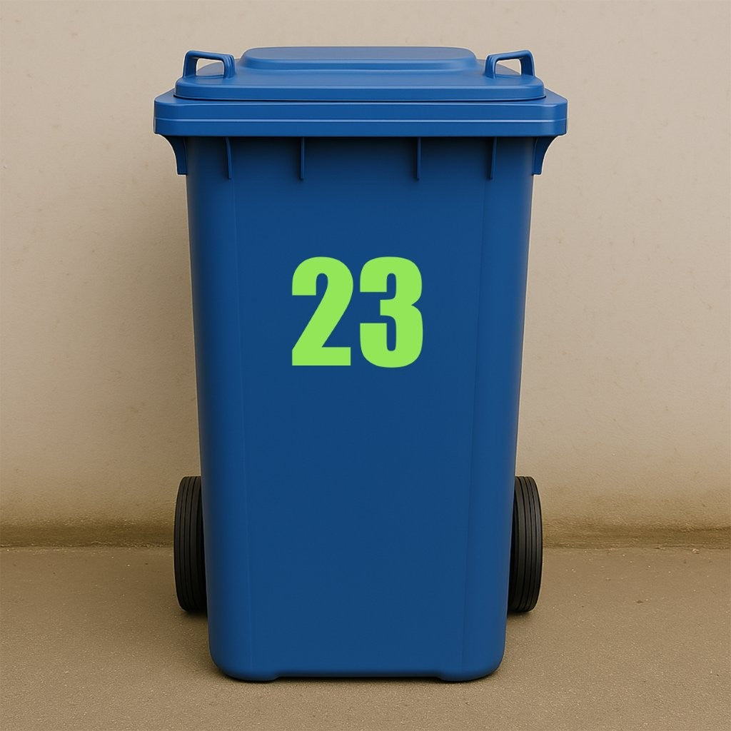 Green Wheelie Bin Stickers - x2 Waterproof Vinyl Numbers