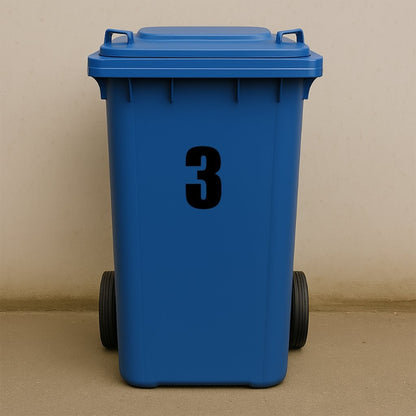 Black Wheelie Bin Stickers - x2 Waterproof Vinyl Numbers