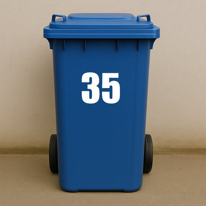 White Wheelie Bin Stickers - x2 Waterproof Vinyl Numbers