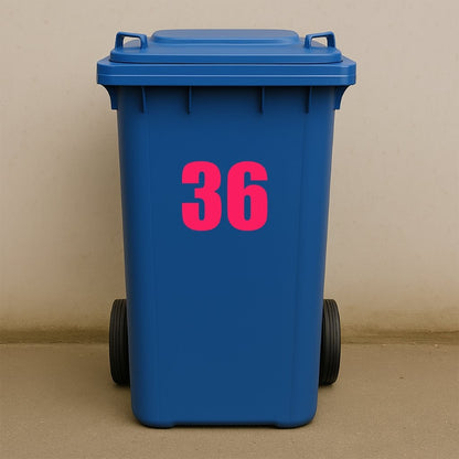 Pink Wheelie Bin Stickers - x2 Waterproof Vinyl Numbers