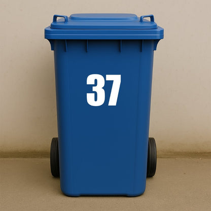 White Wheelie Bin Stickers - x2 Waterproof Vinyl Numbers