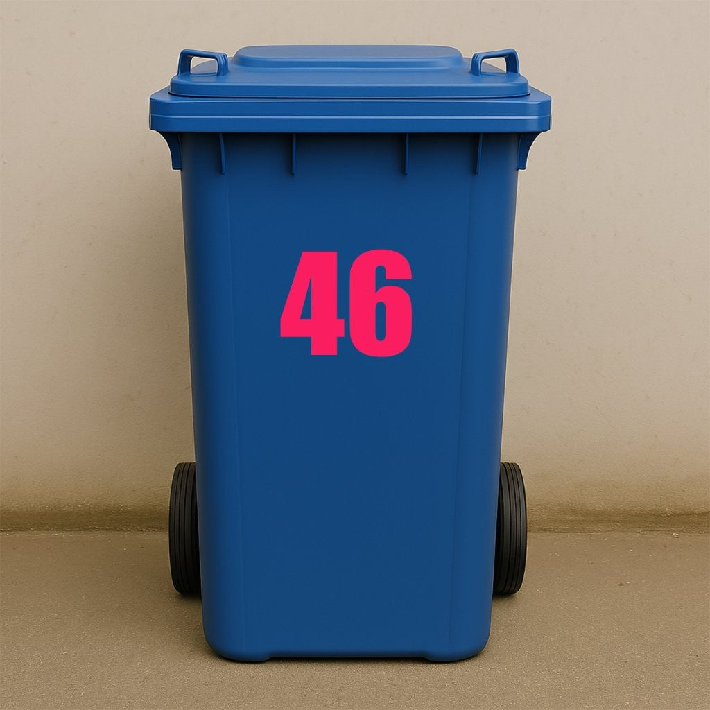 Pink Wheelie Bin Stickers - x2 Waterproof Vinyl Numbers
